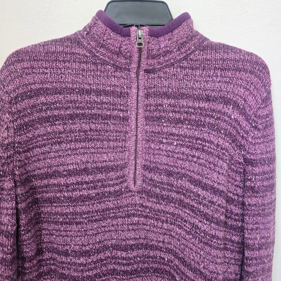 Vintage Woolrich Pullover 1/4 Zip Sweater Grape Heather Purple Sz Large Wool - Picture 3 of 13
